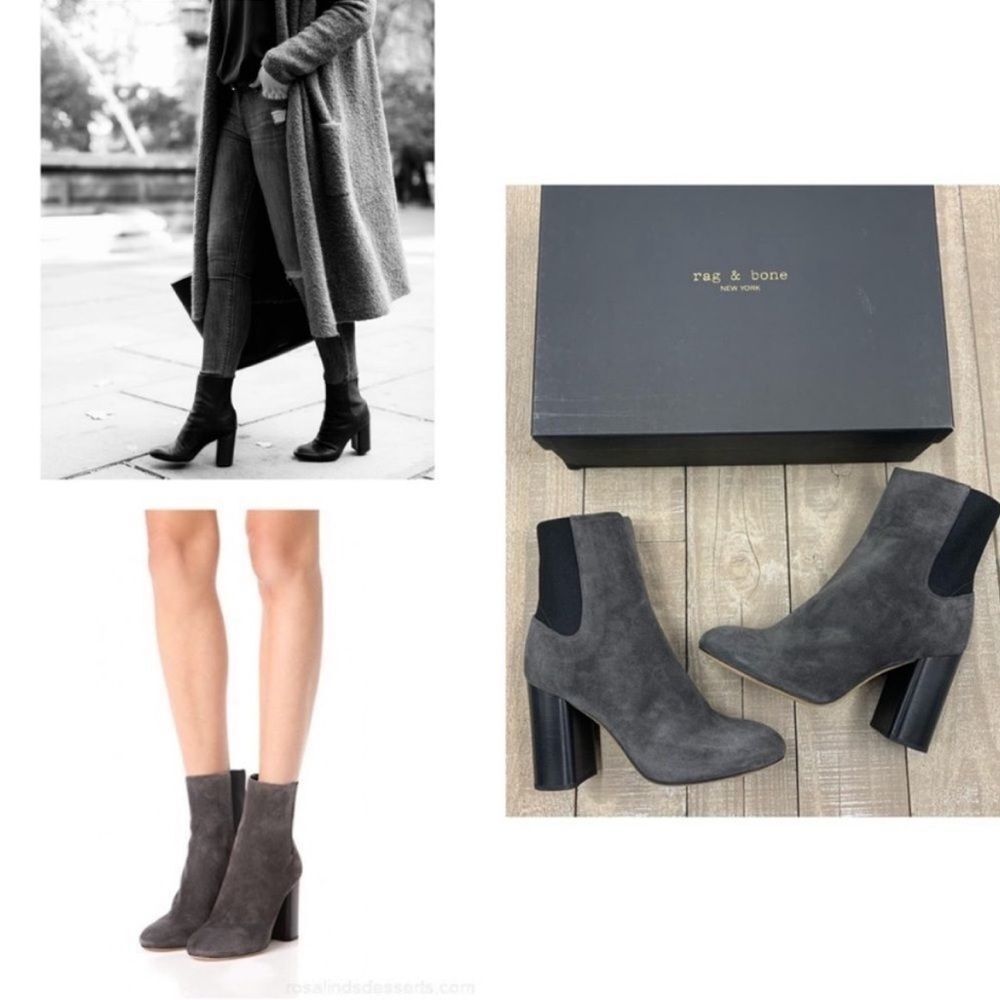 Rag & Bone Agnes Suede Boots In Asphalt Gray